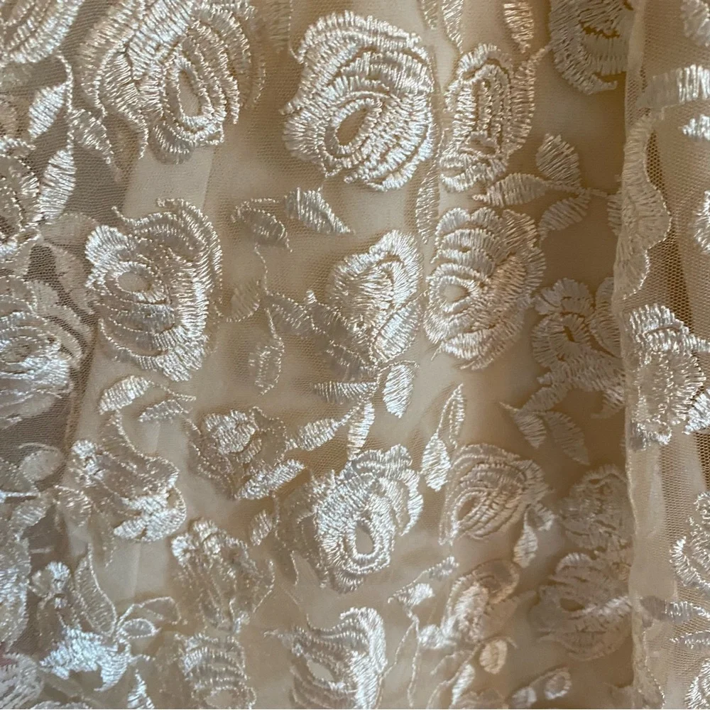 New Lulu's Jacqueline Champagne Floral Embroidered Backless Midi Dress Size S